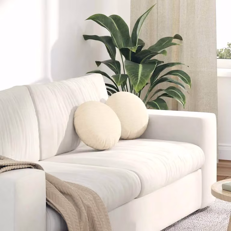 Set di 2 cuscini per seduta rotondi vidaXL in tessuto a coste beige, Ø 30 x 13 cm