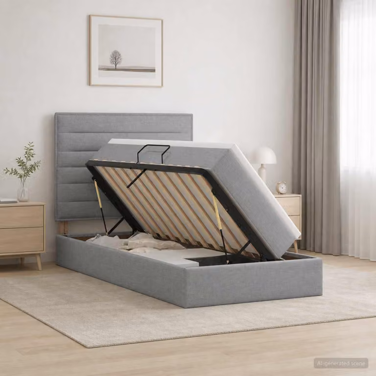 Letto con contenitore e materasso vidaXL Grigio Chiaro L/P/H: 200 x 100 x 140 cm