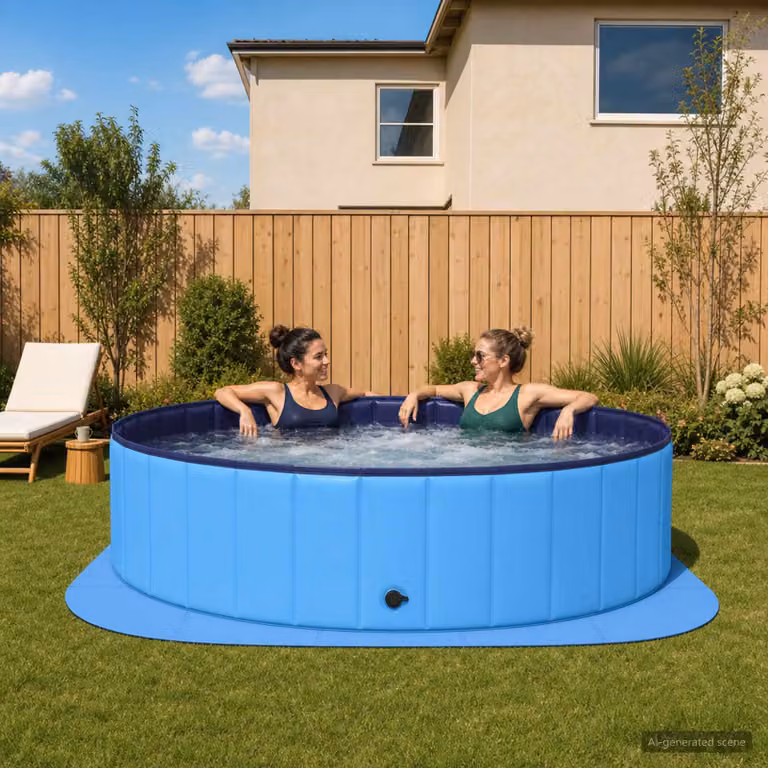 vidaXL Set di 25 Tappetini per Piscina Rotondi in Schiuma EVA Blu, Diametro: 292 cm