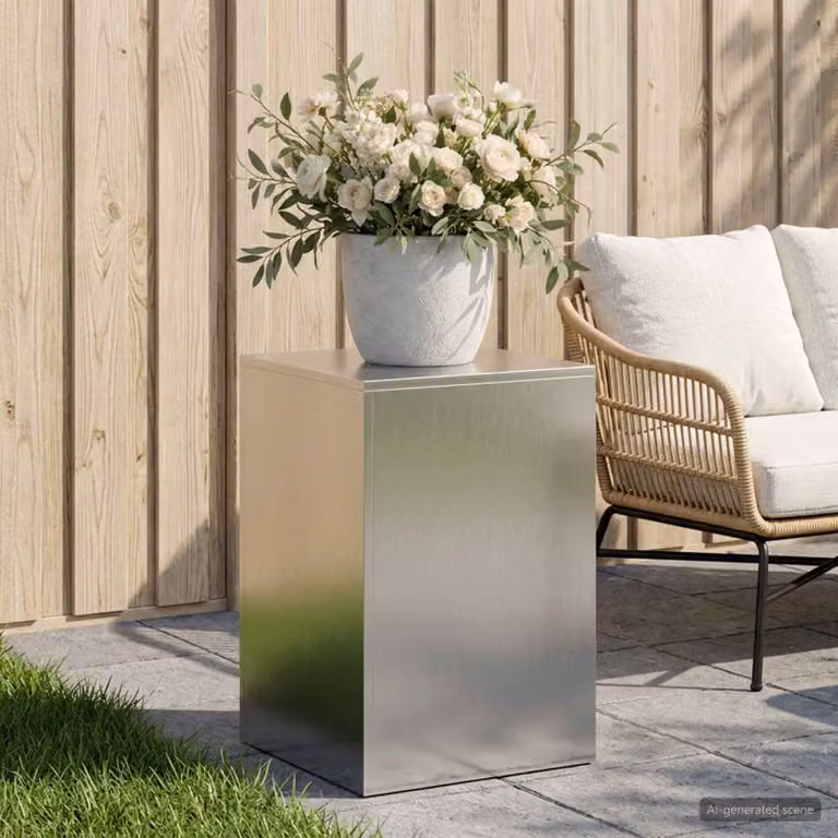 vidaXL Supporto per piante in metallo argento, stile industriale, L/P/H: 40 x 40 x 60 cm