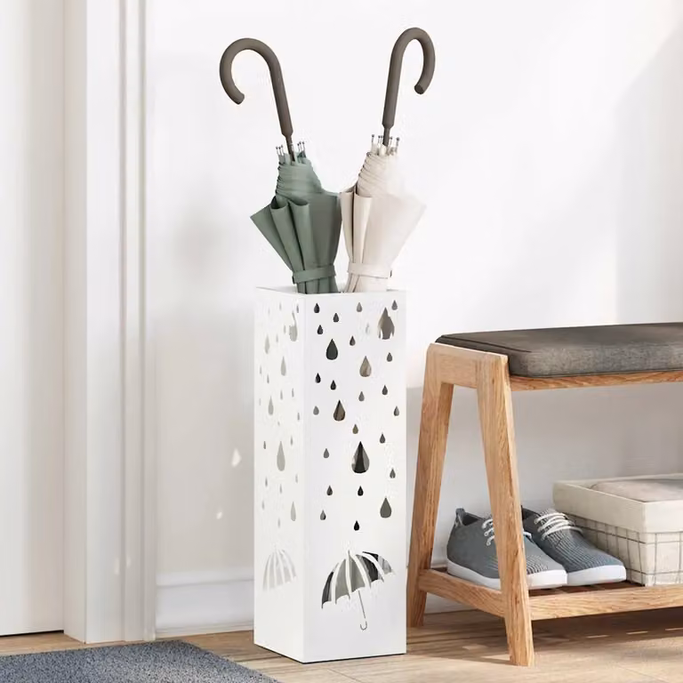 Stand per Ombrelli da Pioggia vidaXL in Metallo Bianco L/P/H: 15,5 x 15,5 x 49 cm