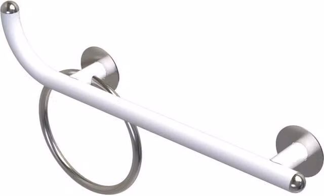Maniglia per bagni per disabili Goman in acciaio inox bianco opaco, montaggio a parete, angolata