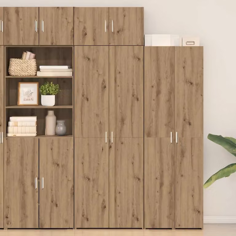 Set di 2 armadi vidaXL in rovere marrone con ante a battente e ripiani interni L/P/H: 70 x 42,5 x 225 cm