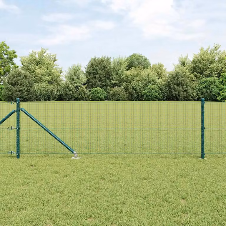 Recinzione in rete saldata con punte vidaXL, colore verde, in acciaio e PVC, dimensioni: 50 x 0,5 m