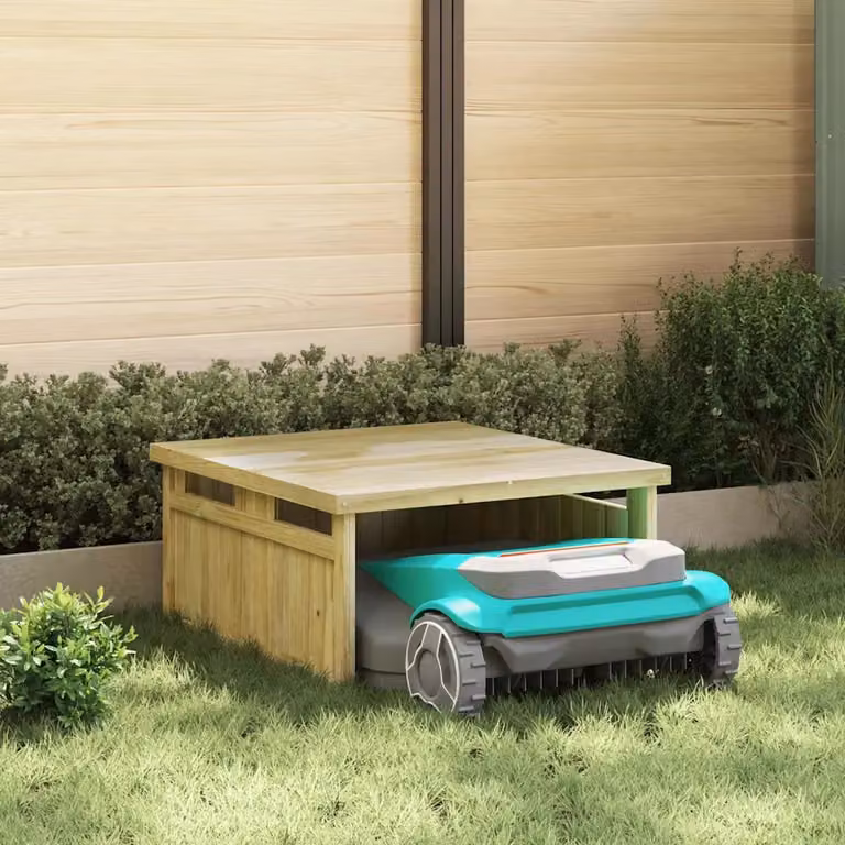 Garage per tosaerba vidaXL in legno marrone stile rustico L: 73.5 cm, P: 81.5 cm, H: 38.5 cm