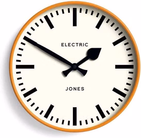 Orologio digitale da parete Jones Clocks moderno, rotondo, colore arancione, diametro: 30 cm