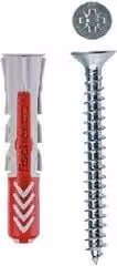 Set di 4 tasselli bimateriale Fischer Duopower 10 x 50 mm Grigio e Rosso per cemento e nylon