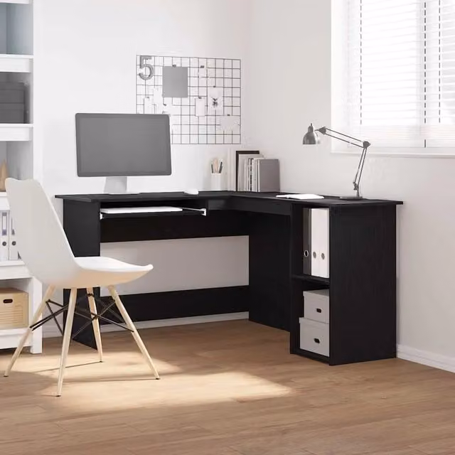 Scrivania ad angolo moderna vidaXL in rovere e nero L/P/H: 120 x 140 x 75 cm