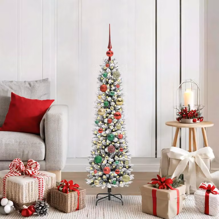 Albero di Natale artificiale vidaXL bianco e verde con luci LED bianco caldo, Altezza: 120 cm