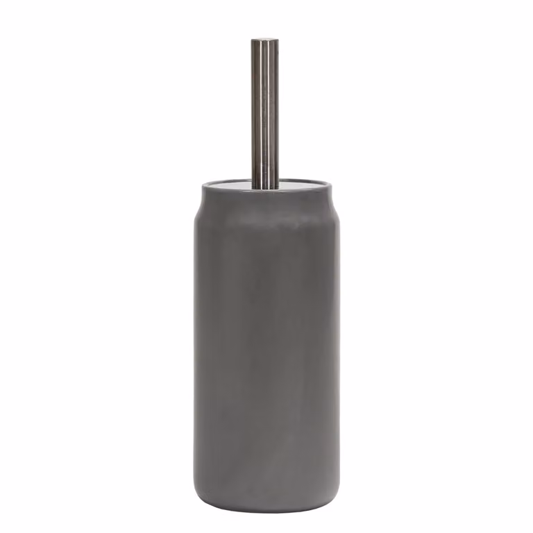 Portascopino con scopino in ceramica e acciaio inox grigio Vestiamo Casa H: 34 cm, L: 11 cm, P: 11 cm