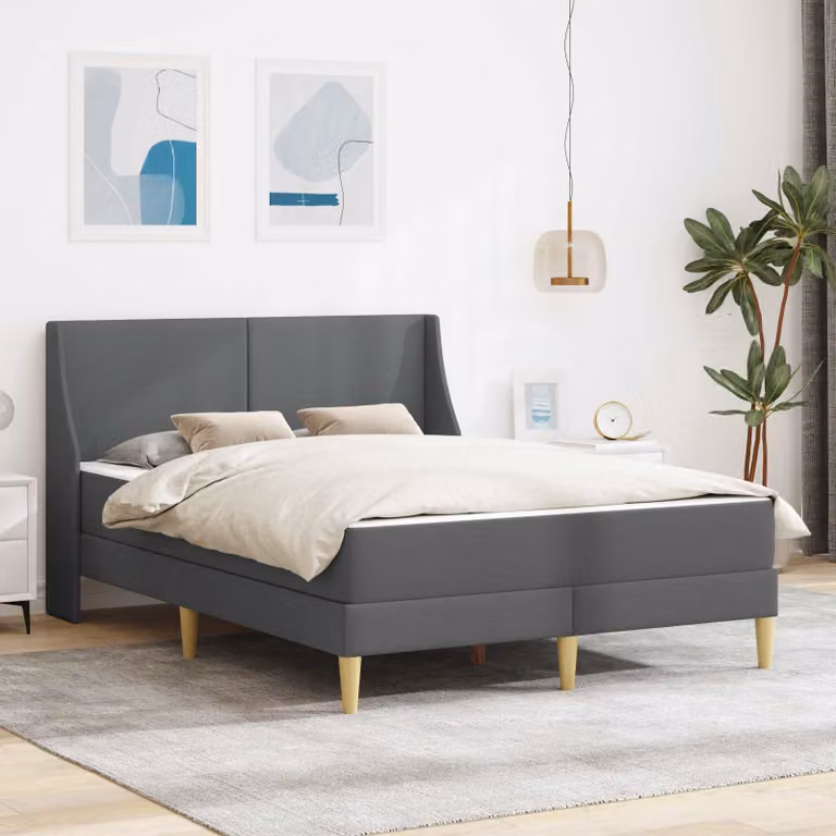 Letto moderno vidaXL con materasso in schiuma e testiera imbottita in poliestere, colore grigio