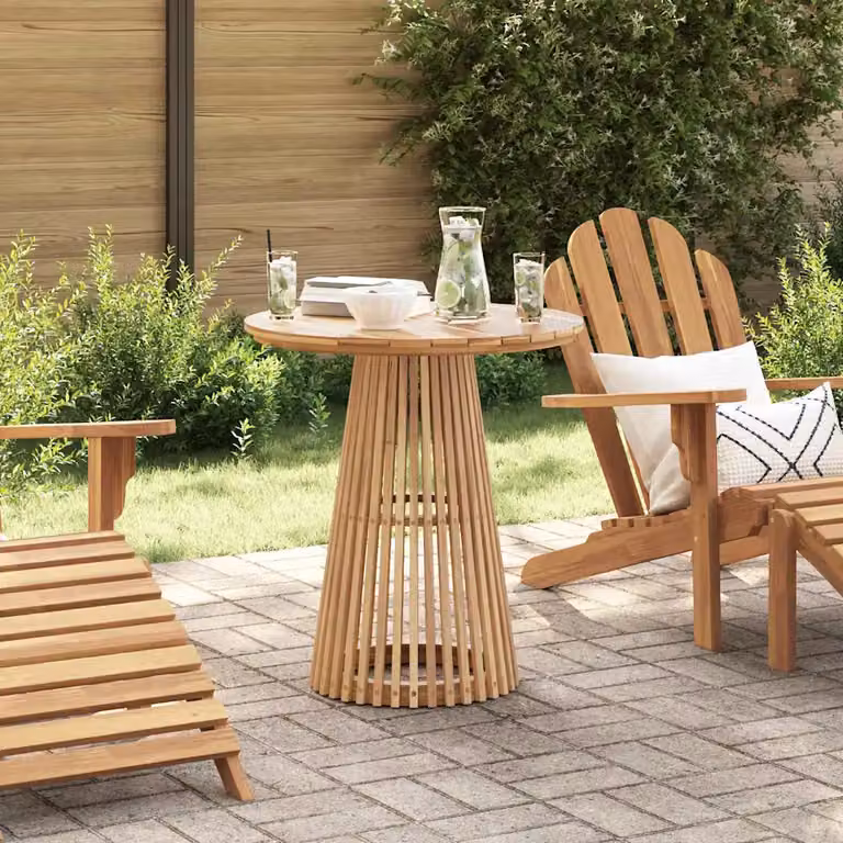 Tavolo laterale rotondo vidaXL in legno di teak solido marrone L/P/H: 70 x 70 x 75 cm
