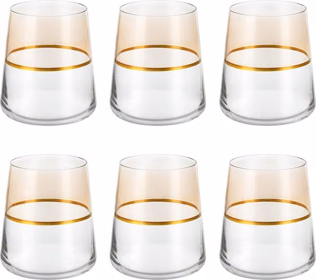 Set di 6 bicchieri per acqua Spectrum in vetro beige e oro da 420 ml