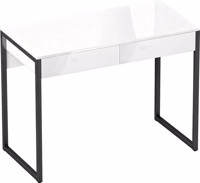 Scrivania per computer moderna HOMCOM con 2 cassetti in MDF laminato nero L: 100 cm, P: 50 cm