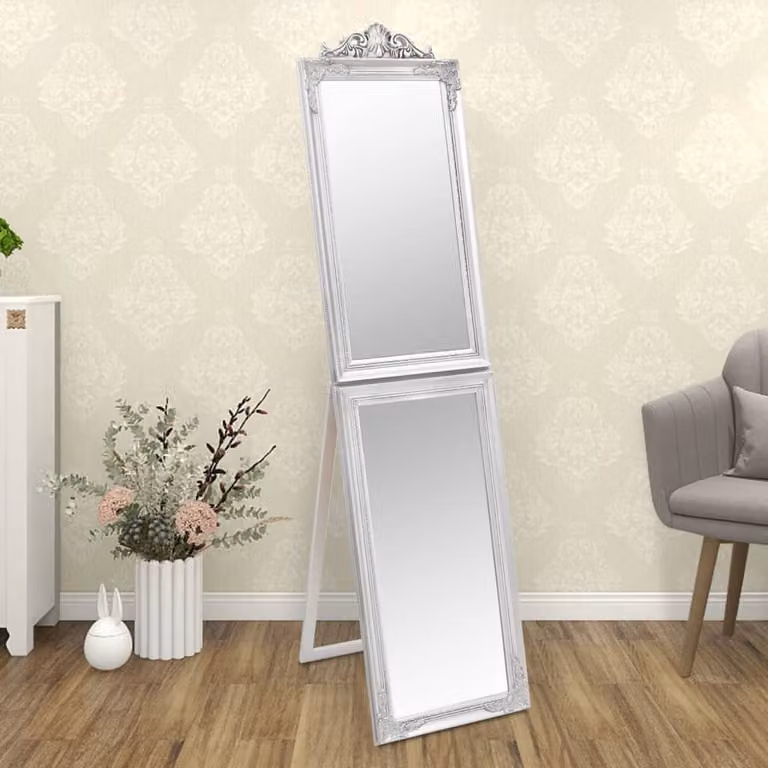 Specchio autoportante vidaXL argento rettangolare in vetro e legno L: 50 cm, H: 200 cm
