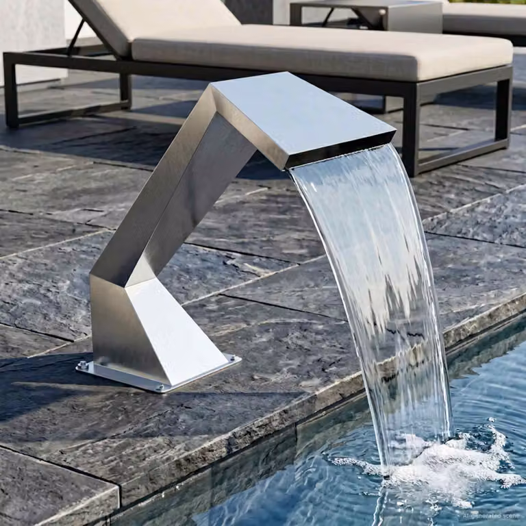 vidaXL Cascata per Piscina in Acciaio Inox Argento L: 63,5 cm, P: 29 cm, H: 51 cm