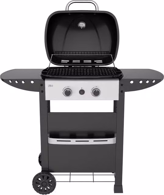 Barbecue a Gas Capaldo con 2 Fuochi, Griglia in Ghisa e Ripiani Laterali, Colore Nero