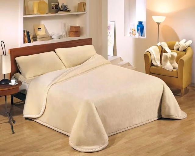Coperta singola Cober Basic in pura lana merino beige, 800g, L: 160 cm, P: 230 cm