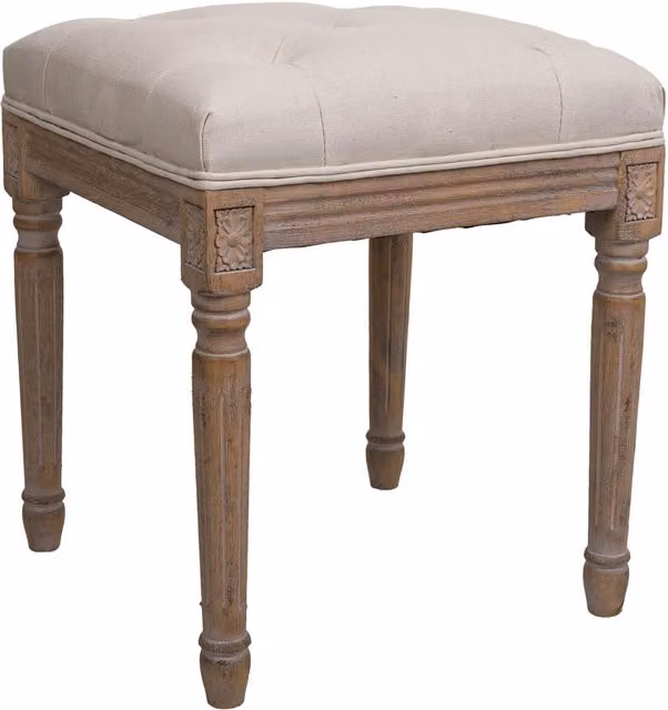 Sgabello WANDERLUST DECO in legno e tessuto marrone e beige L/P/H: 41 x 41 x 48 cm