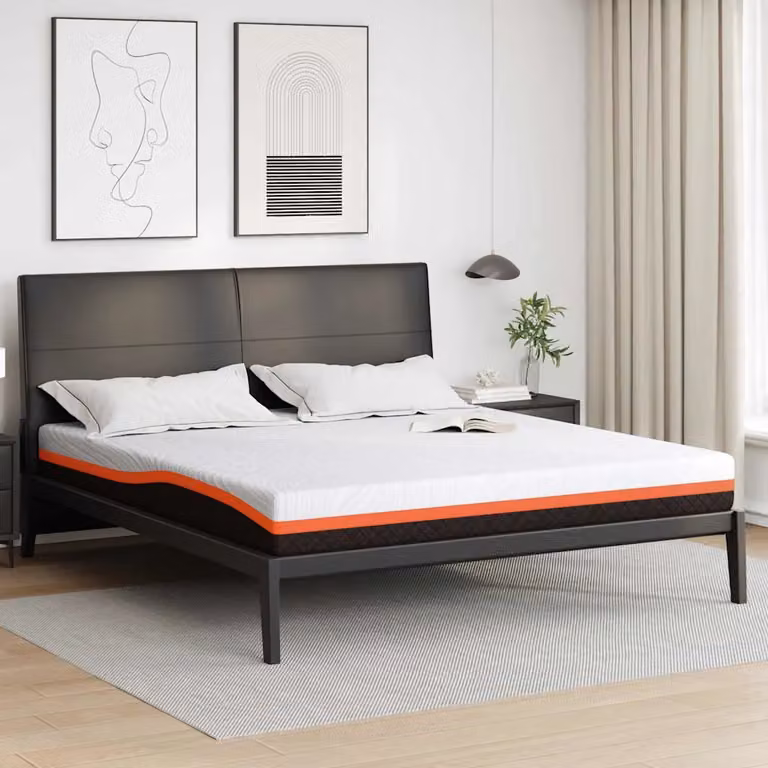 Materasso vidaXL in gel con tessuto geometrico bianco e nero L: 200 cm, P: 200 cm, H: 20 cm