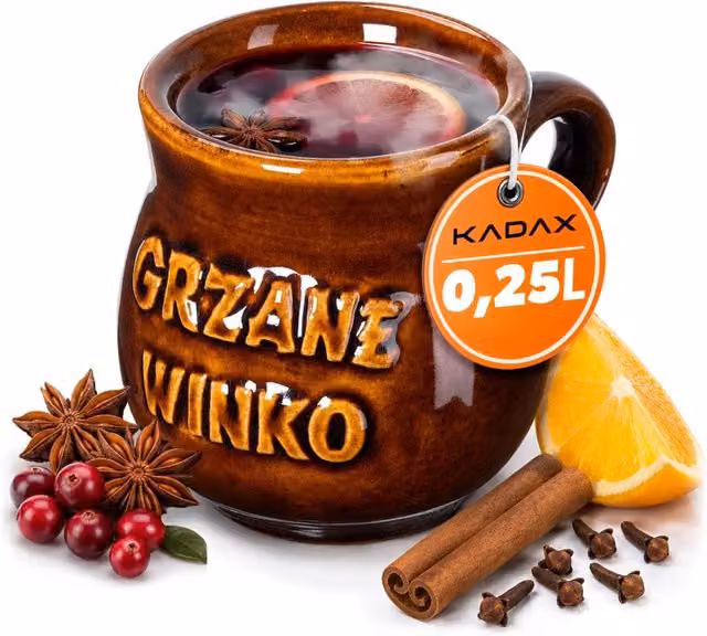 Tazza da vin brulé KADAX in gres marrone da 250 ml con manico