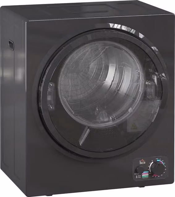 Asciugatrice elettrica portatile HOMCOM 850W con capacità 33L, 4 programmi di funzionamento, acciaio inox e plastica, colore nero, L: 49 cm, P: 40,5 cm, H: 60 cm