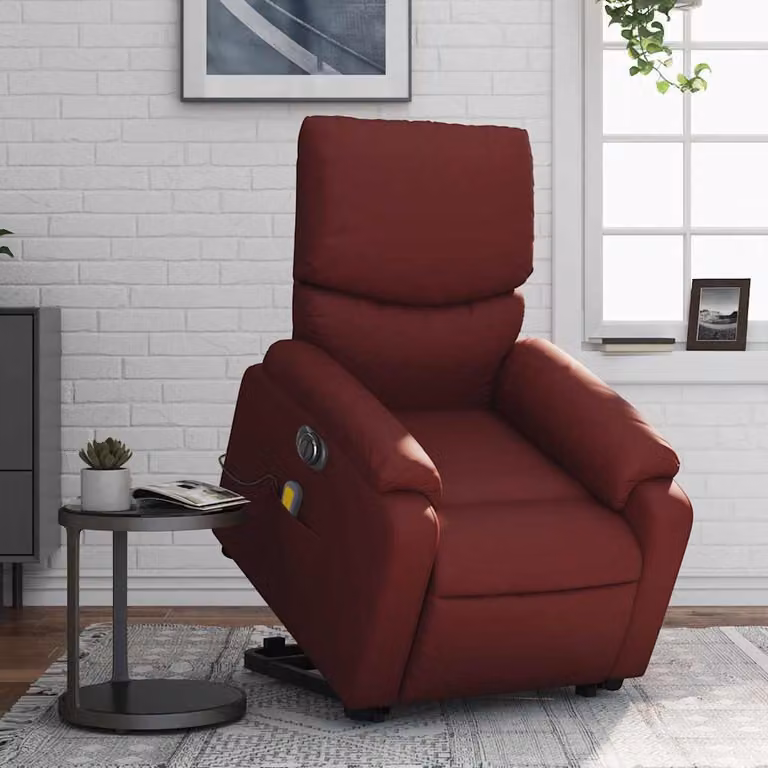 vidaXL Poltrona Alzapersona Reclinabile Rosso con Assistenza Sollevamento Elettrica in Similpelle