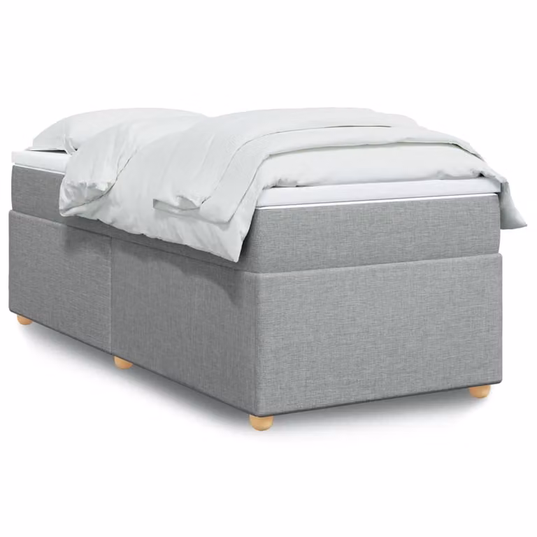 vidaXL Giroletto a Molle con Materasso Ibrido in Tessuto Grigio e Bianco, L/P/H: 80 x 200 cm