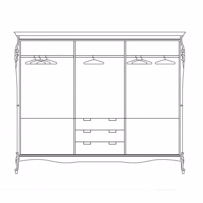 Armadio classico con 3 ante scorrevoli in legno bianco Mobili 2G L/P/H: 260 x 69 x 225 cm