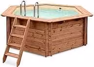 Piscina fuori terra rettangolare in legno JARDIN 354 di PISCINE ITALIA con liner color sabbia e marrone