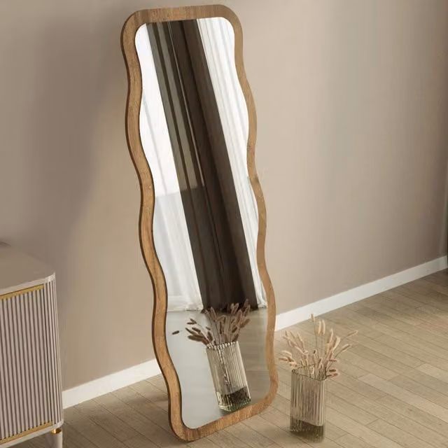 Specchio rettangolare Bissone in legno marrone rovere scuro, L: 50 cm, H: 160 cm