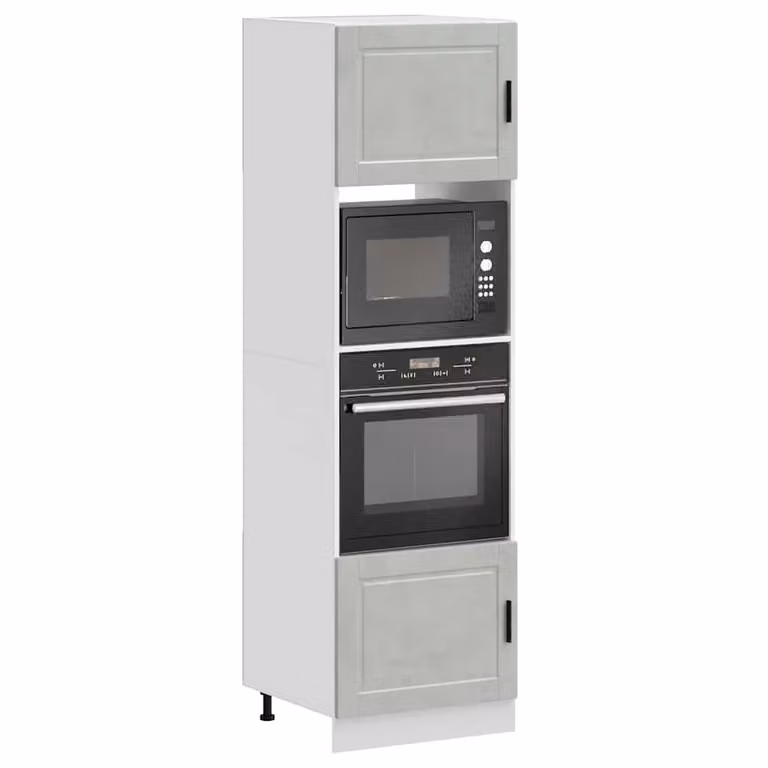 Set di 2 armadi per elettrodomestici vidaXL in legno multistrato e MDF, colore grigio cemento opaco, design moderno per cucina