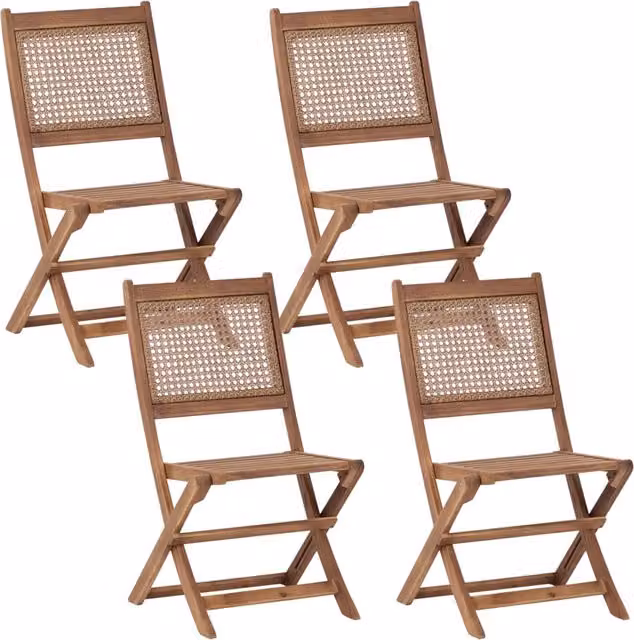 Set di 4 sedie da giardino pieghevoli BELIANI in legno di acacia marrone stile rustico L/P/H: 43 x 60 x 90 cm