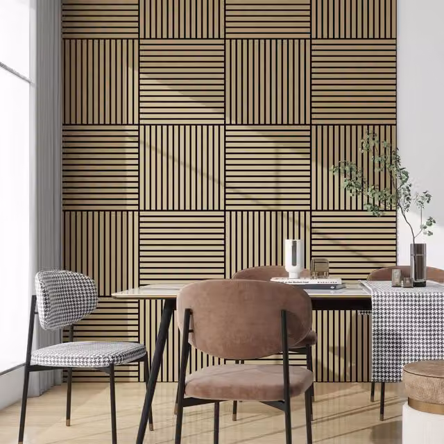 Set di 12 pannelli murali 3D fonoassorbenti NEU.HOLZ con listelli dritti effetto rovere marrone, copertura 4,32 m², L/P: 60 x 60 cm