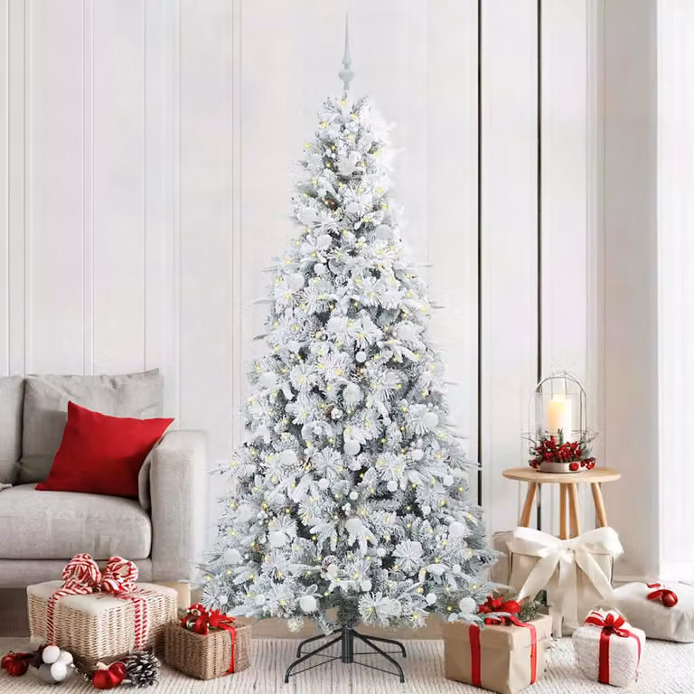 Albero di Natale Artificiale vidaXL Bianco con Luci LED Warm White Altezza: 210 cm