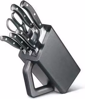 Victorinox Grand Maître Ceppo Portacoltelli Nero con 6 Coltelli Forgiati in Acciaio Inox e Cesoie Multiuso