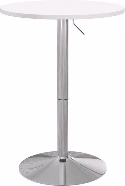 Tavolo da bar rotondo HOMCOM con piano girevole a 360 gradi e altezza regolabile da 69 a 91 cm, Bianco e Argento