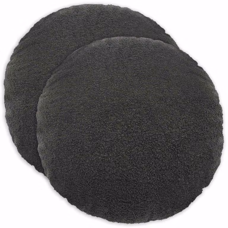 Set di 2 federe rotonde vidaXL HEERLEN in tessuto bouclé grigio scuro, Ø 60 cm