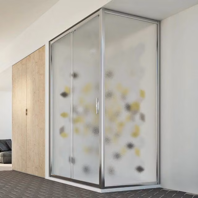 Box Doccia Angolare Rettangolare IDRALITE Modello Young Duo 1 con Anta Scorrevolente e Vetro Stampato Multicolore L 130 cm x P 90 cm x H 198 cm