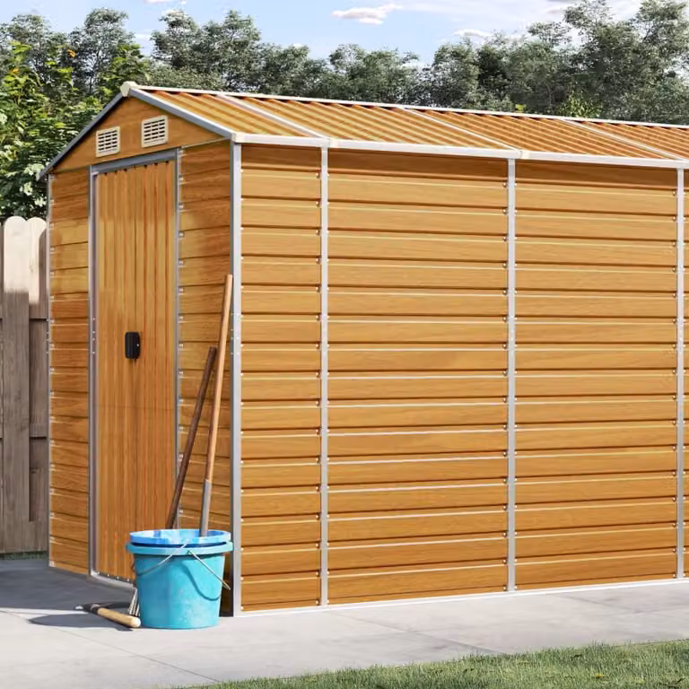 Capanno da giardino vidaXL in acciaio zincato marrone chiaro L: 191 cm, P: 895 cm, H: 198 cm