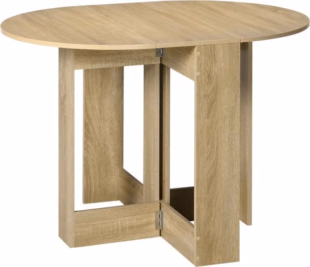 Tavolo salvaspazio pieghevole HOMCOM con 2 ribalte in legno, ideale per cucina e soggiorno, Bianco, L: 104 cm, P: 76 cm, H: 73.7 cm