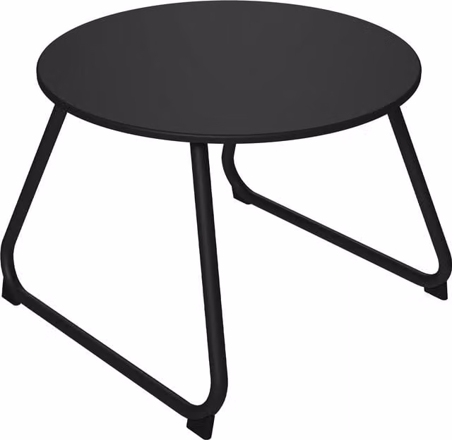 Tavolino da esterno Outsunny in metallo nero con base rotonda e piedini regolabili
