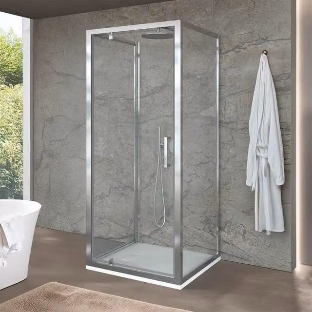 Box doccia angolare Ted con porta a battente trasparente L/P/H: 70 x 70 x 200 cm