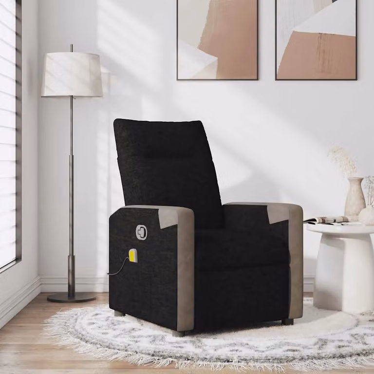 vidaXL Poltrona Reclinabile Relax Moderna in Tessuto con Braccioli, Grigia e Nera