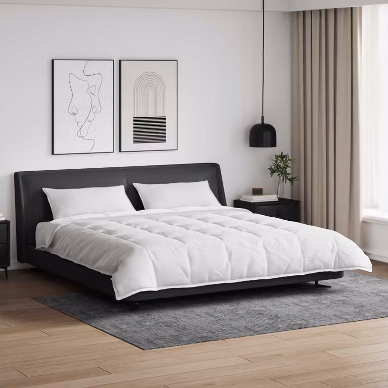 Set di 3 piumoni e cuscini vidaXL bianchi in piuma d'anatra per inverno, L/P: 200 x 220 cm