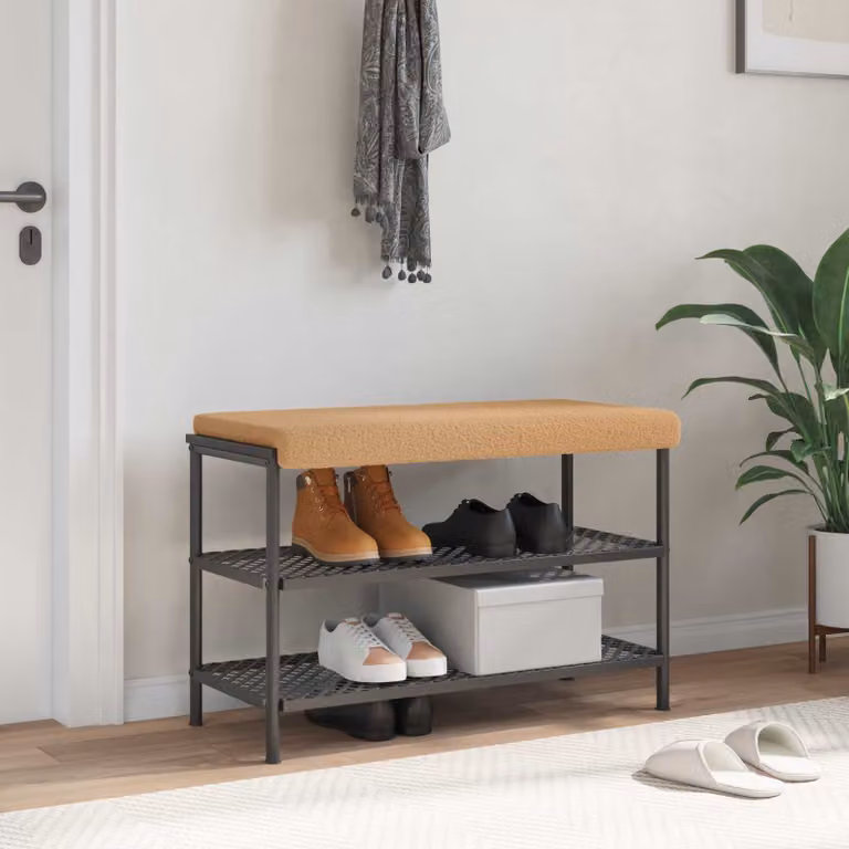 vidaXL Cuscino per panchina in tessuto Sherpa beige con imbottitura in schiuma e base antiscivolo, Profondità: 35 cm