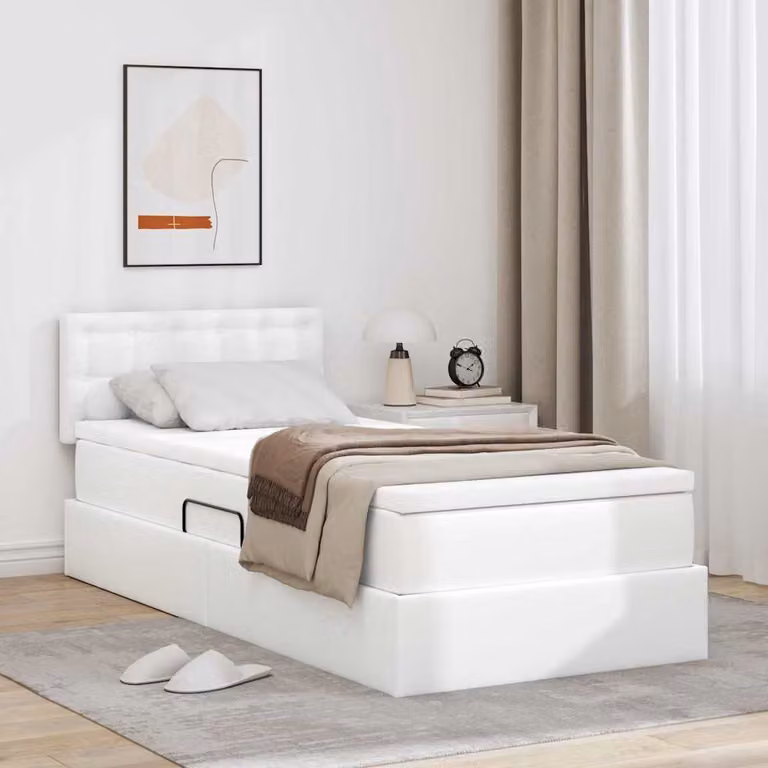 Letto con contenitore e materasso vidaXL Bianco, L: 90 cm, H: 204 cm, P: 200 cm