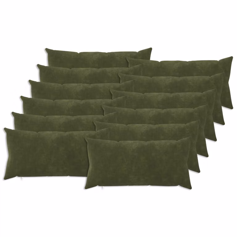 Set di 12 cuscini HEERLEN vidaXL in microfibra verde, lavabili e con rivestimento rimovibile, L/P/H: 40 x 40 x 24 cm