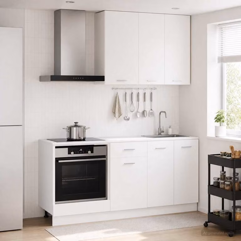 Unità cucina moderna vidaXL LYON composta da 5 pezzi in bianco opaco con ante a battente e cassetti interni in MDF