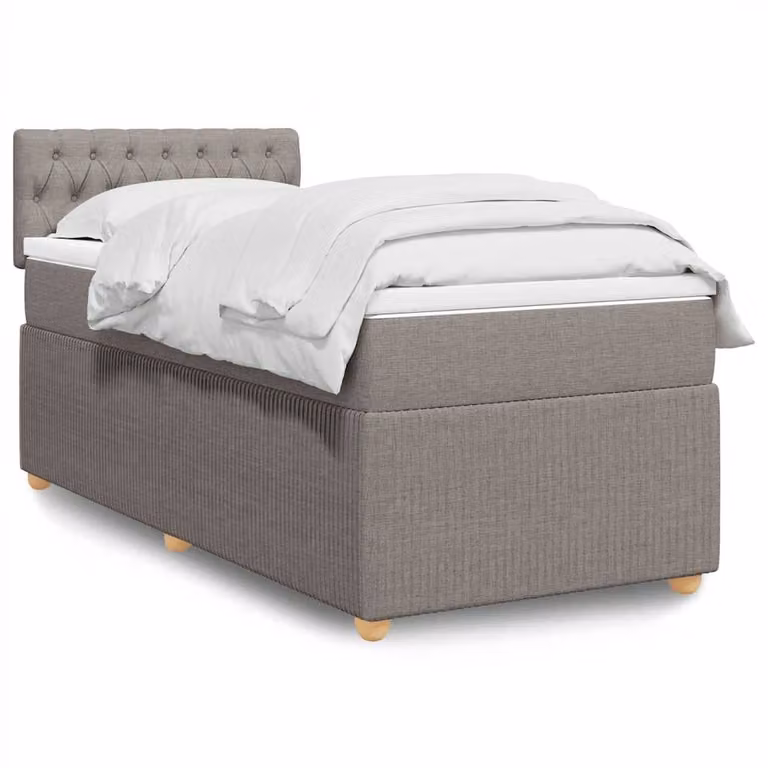 vidaXL Giroletto a Molle con Materasso in Tessuto, L/P/H: 90 x 200 cm, Colore Tortora